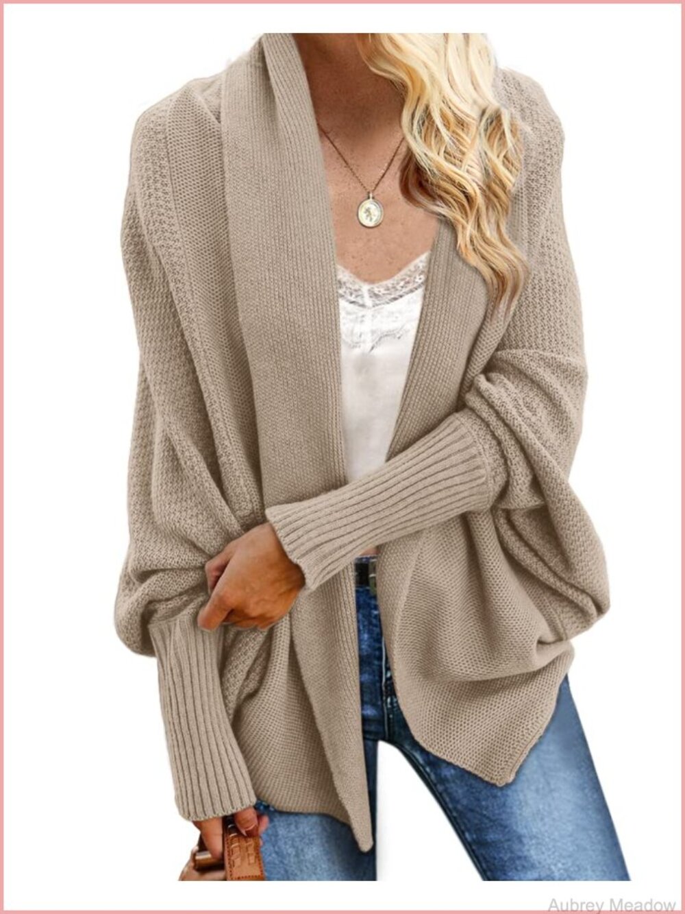 Women Chunky Cable Knit Batwing Slouchy Oversized Cardigan Sweater 90% Acrylic
